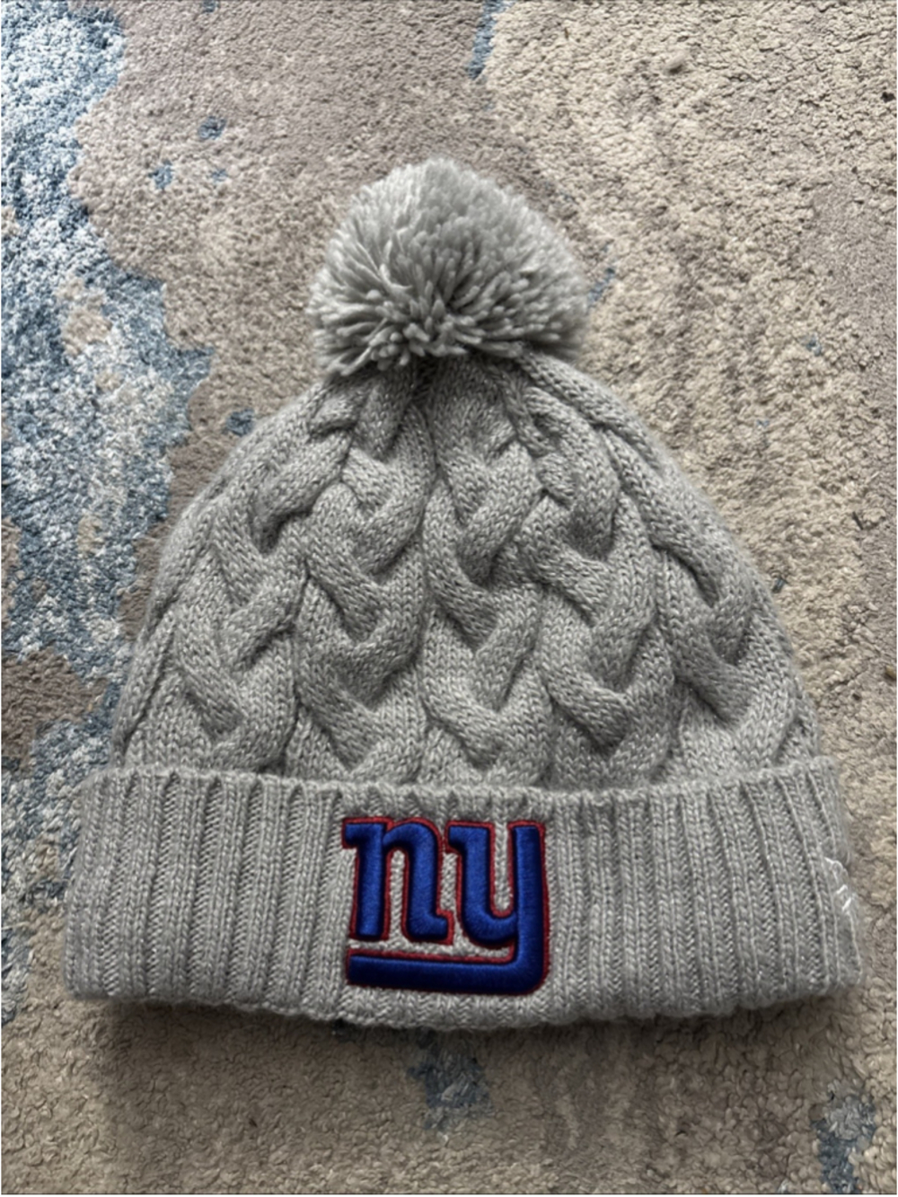 New York Giants Silver New Era Knit Pom Beanie Women's OSFM